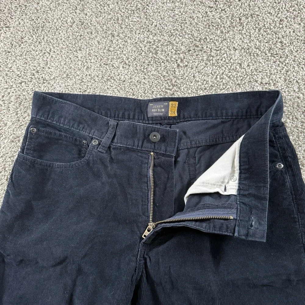 Vintage J Crew Pants Mens 32 Blue Slim‎ Dark Navy Chino Corduroy Preppy Casual